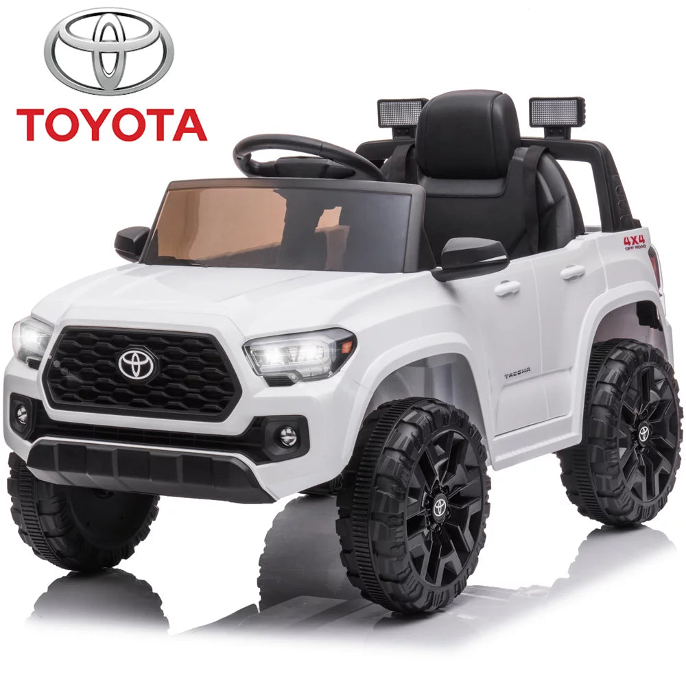 Kids 12V Ride on Toys, Official Licensed Toyota Tacoma Ride on Car with Remote Control, MP3 Player, Radio, Lights, Battery Powered Electric Ride on Vehicle for 2 to 4 Years Birthday Gift, White