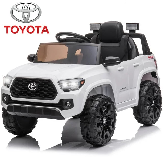 Official Licensed Toyota Tacoma Kids 12V Ride on Toys, Ride on Car with Remote Control, MP3 Player, Radio, Lights, Battery Powered Electric Ride on Vehicle for 2 to 4 Years Birthday Gift, White