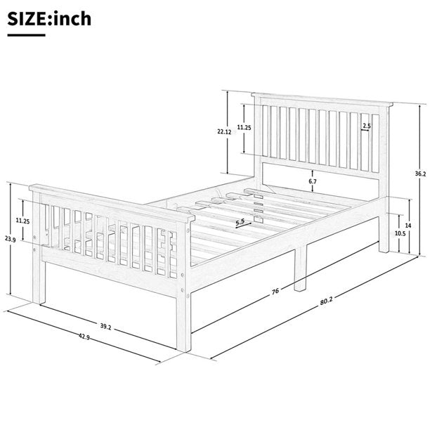 SESSLIFE Twin Bed Frame No Box Spring Needed, Wood Bed Frame with Headboard and Footboard, Pine Wood Construction, Twin Size Platform Bed Frame for Boys Girls, Easy to Assemble, X2607