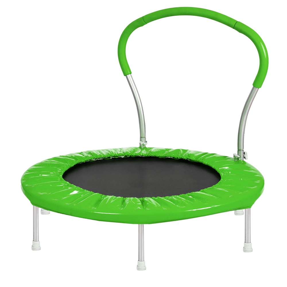 36 Inches Trampoline for Kids, SESSLIFE Mini Trampoline with Handle and Safety Cover, Outdoor Indoor Trampoline 220 LBS Capacity, Heavy Duty Metal Frame Round Toddler Trampoline, Green, X1213