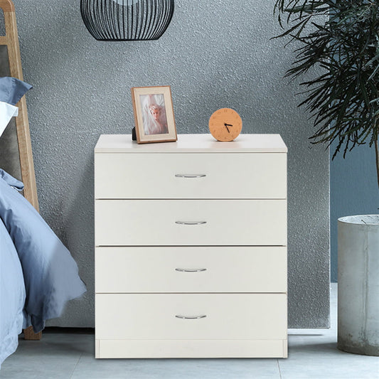 SESSLIFE Storage Bedside Table with 4 Drawers, Modern Wooden Bedroom Nightstand End Table, White, (25.98 x 13 x 28.7)", X243