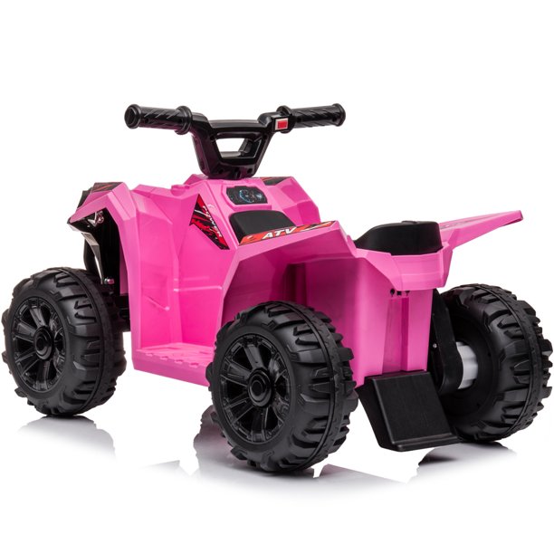 6V Ride on Car for Kids, SESSLIFE Battery Powered ATV Ride on Toys w/One-button Start, One Speed Forward, Kids' Electric Vehicles Quad for Boy Girl 18-30 Months, 1-2 Hours Ride Time, Pink