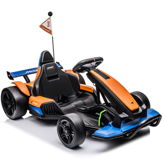 Licensed Mclaren F1 Racing Go Kart, 24 Volt Outdoor Kids Ride on Toy with Safety Belt, Bluetooth Music, Two Modes Battery Powered Drift Car for Boys & Girls Ages 6-12 Birthday Gift