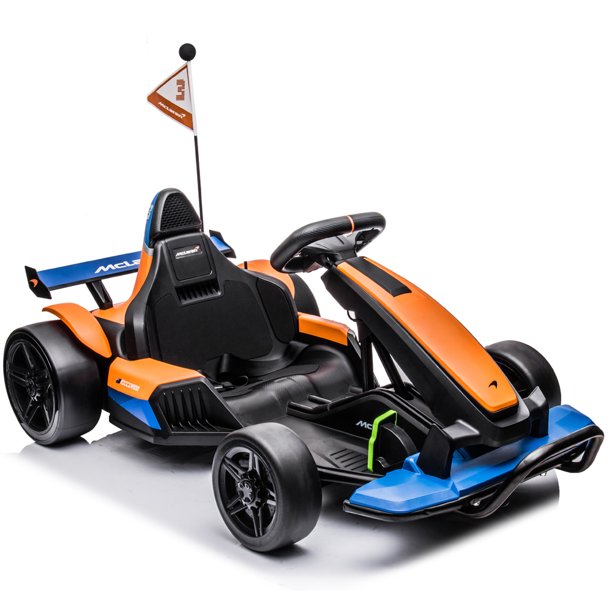 24V Go Kart for Kids, Licensed Mclaren Battery Powered Ride on Car with Safety Belt, Drift Ride on Toy for 6-12 Years Old Boy Girl, Bluetooth Function, LED Lights