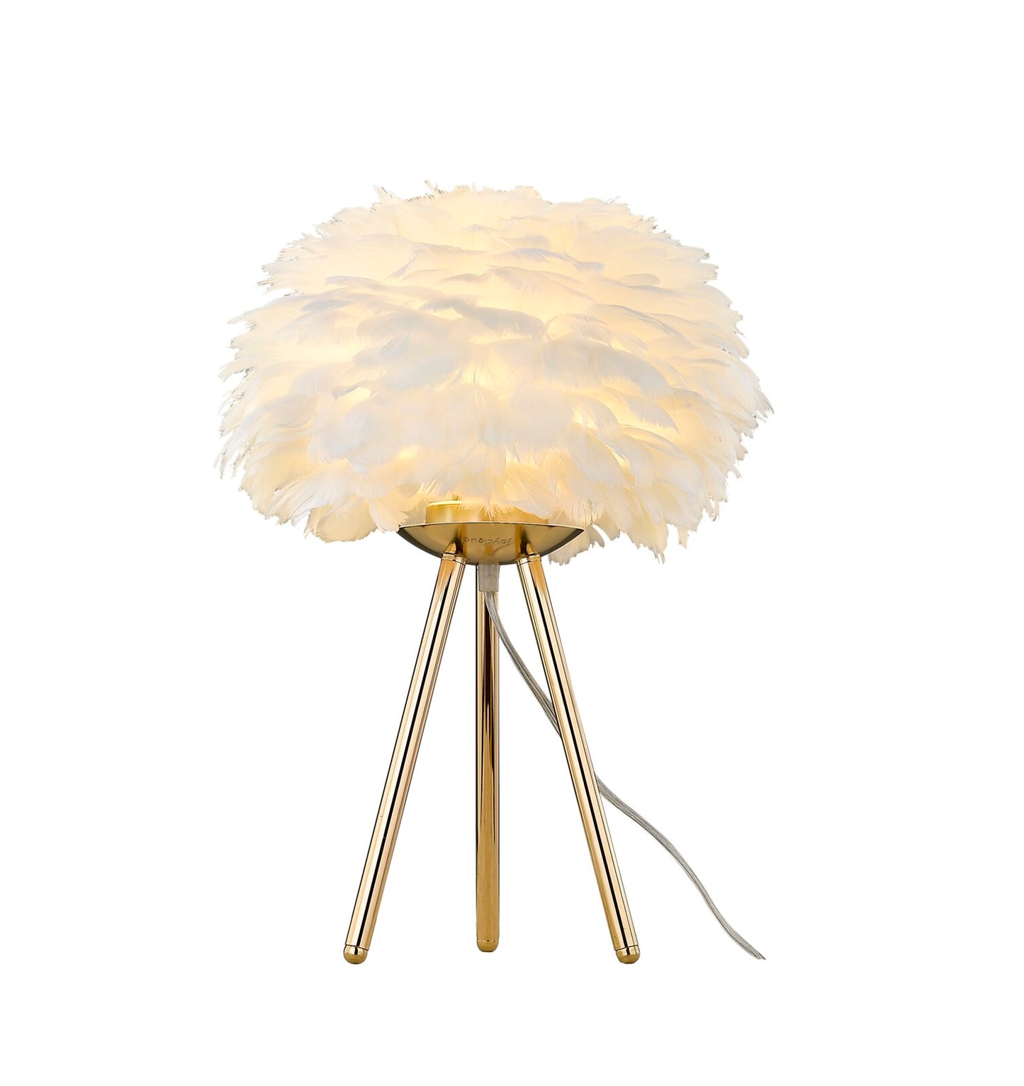 Feather Lamp, SESSLIFE White Lamps for Living Room Bedroom, Feather Table Lamp with Metal Gold Tripod and In-line Switch, Desk Lamp 18.11" High, Ideal for Girl' Gift/Woman Gift, X1063