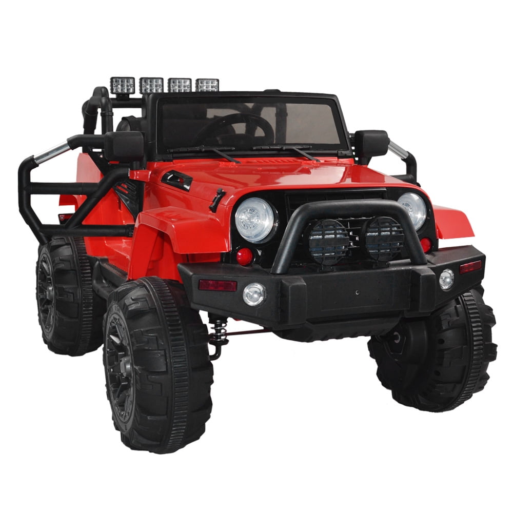 12V Kids Ride on Car, SESSLIFE SUV Ride on Truck with Remote Control, MP3 Functions, LED Lights, Horn, Safety Belt, Spring Suspension, Red Electric Car for Girls Boys 3-5 Yrs Gift, X1510