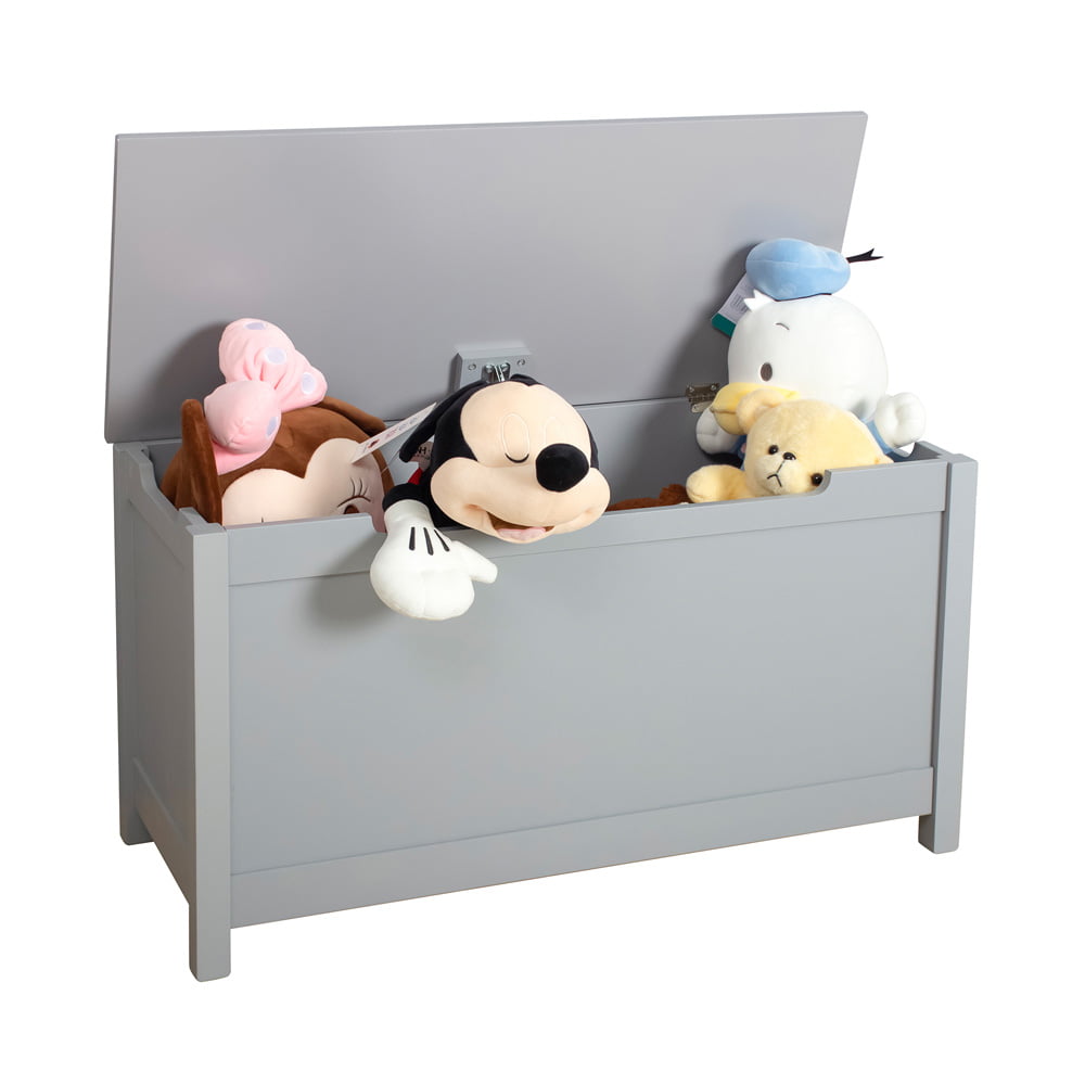 SESSLIFE Toy Storage Box, Wooden Toy Box for Boys Girls with Hinge Lip, Groove Handle, Kids Toy Chest Organizer for Bedroom Living Room Playroom, Gray Storage Chest 16.7"H x 31.5"W x 13"D, X1842