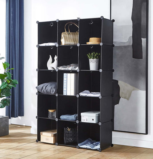 20 Cube Storage Organizer, SESSLIFE Storage Closet Organizer with 20 Storage Shelves, DIY Clothes Organizer Bookshelf Toy Storage for Bedroom, Study, Living Room, Hallway, Black, X1528