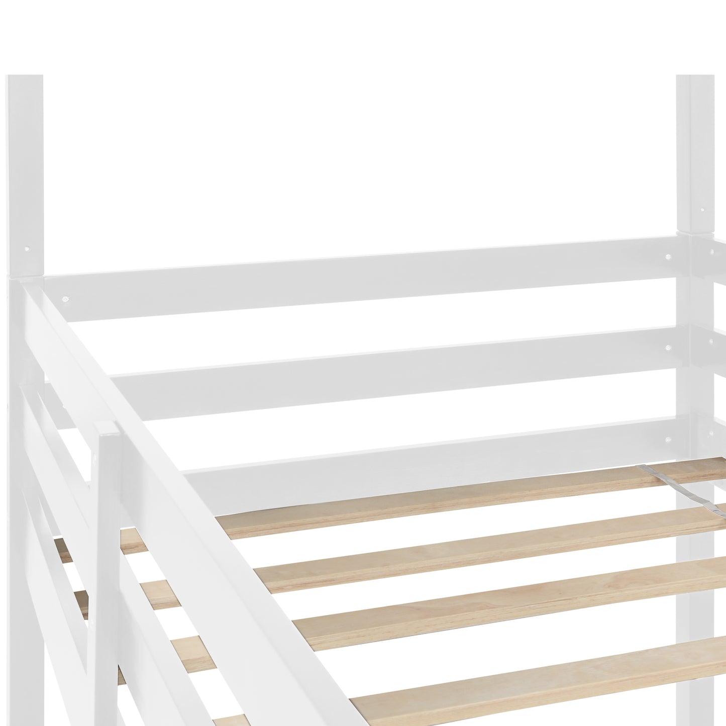 Wood Triple Bunk Bed Frame for Kids, 3 Twin Bed Triple Floor Bunk Bed, Wood Detachable 3 Bed Frame, No Spring Box Needed, Easy Assembly