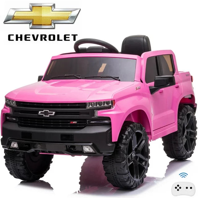 Kids Ride on Car, Chevrolet Silverado 12V Ride on Toy with Remote Control, 4 Wheels Suspension, Safety Belt, Electric Car with MP3 Player, LED Lights, Red, X462