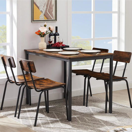 SESSLIFE 5 Pieces Dining Table Set, Dining Table Set for 4 for Dining Room, Breakfast Nook, Compact Space, Kitchen Table Set with Foldable Table and 4 Wood Chairs