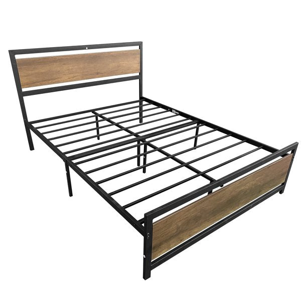 Bed Frame, Metal Platform Bed No Box Spring Needed, Bed Frame with Headboard and Footboard for Kids Teens Adults