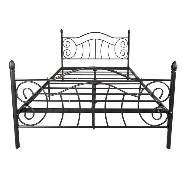 SESSLIFE Queen Size Bed Frames, Metal Bed Frame with Headboard and Footboard, Queen Platform Bed Frame with Slats Support and Steel Slats, Bed Frame No Box Spring Needed for Bedroom, Black