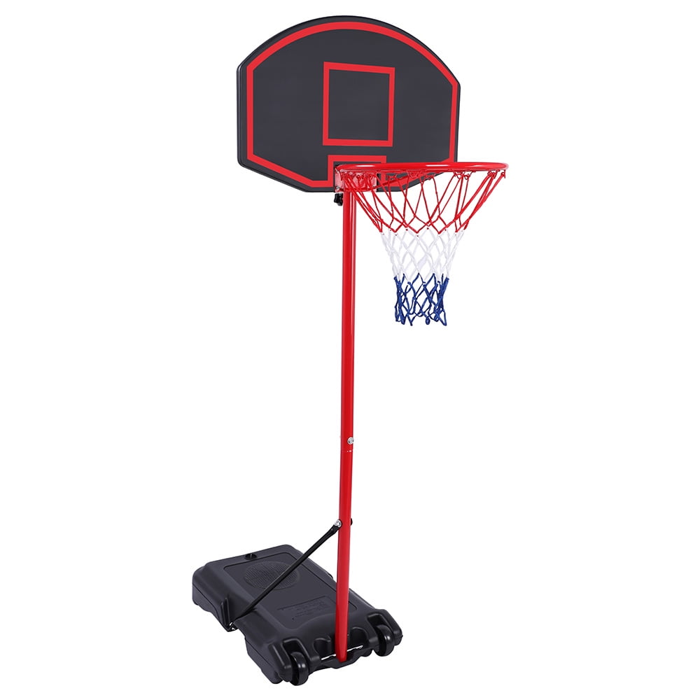 Basketball Hoop for Youth Adults Kids, SESSLIFE Height-Adjustable Portable Basketball Hoop with Wheels for Backyard Court, Basketball Goal for Outdoor Game, 5.25ft-7.15ft, Red & Black, X2752