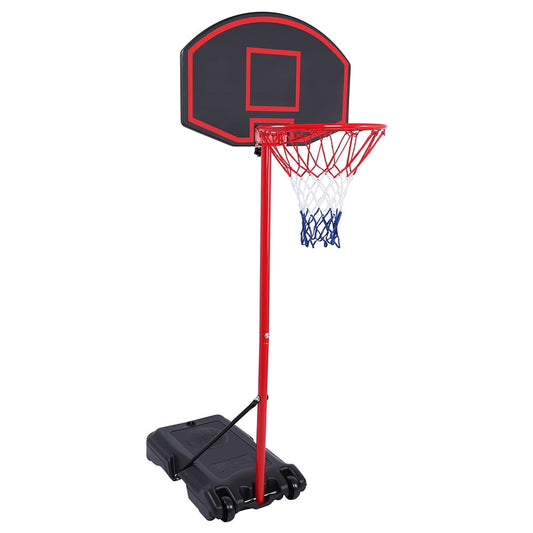 Basketball Hoop for Youth Adults Kids, SESSLIFE Height-Adjustable Portable Basketball Hoop with Wheels for Backyard Court, Basketball Goal for Outdoor Game, 5.25ft-7.15ft, Red & Black, X2752