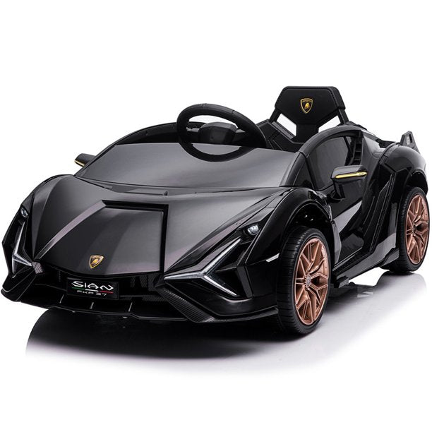 Kids' Electric Vehicles, SESSLIFE Lamborghini Ride on Car with Remote Control, LED Lights, Horn, Safety Belt, Ride on Toy for Boys Girls 3-4, 12V Four Wheels Car for Kids Gift, Yellow, X1152