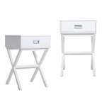 Wood Nightstand Set of 2, SESSLIFE Modern Bedside Table with Drawer and Shelf, White Night Stands for Bedroom, End Tables Set of 2 for Living Room, 2 Tiers Sofa Tables for Home, X1054