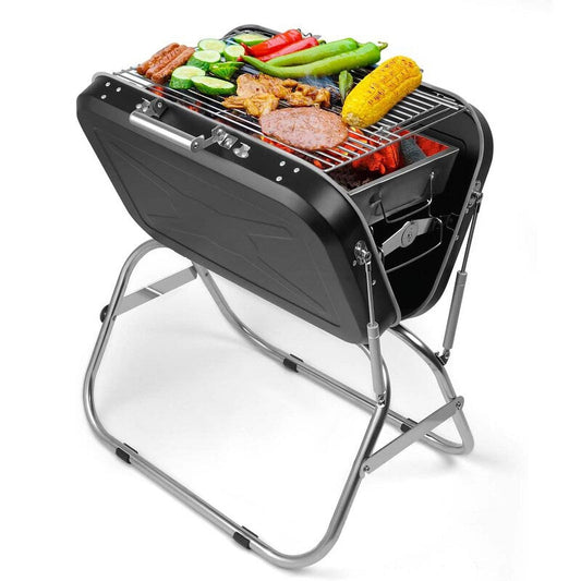 Portable Charcoal Grill, SESSLIFE Folding Small BBQ Grill for Outdoor Cooking, Stainless Steel Grills and Smokers for Camping Barbecue Patio Picnic Backyard, Black, X738