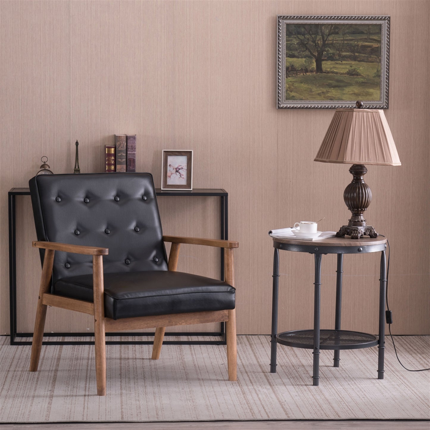 SESSLIFE Gray Accent Chair, Single Sofa Armchair w/Wood Frame and Thick Sponge Cushion, Modern Leisure Chair for Living Room Bedroom Office