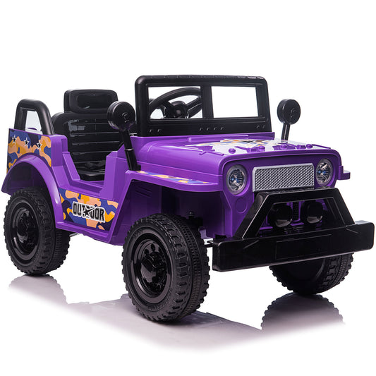 6V Ride on Truck, SESSLIFE Kids Ride on Car with LED Lights, Horn, Low Doors, Electric Ride on Toy for Kids 3-4 Years Old, Purple Vehicle for Boys Christmas Gift, Purple, X1699