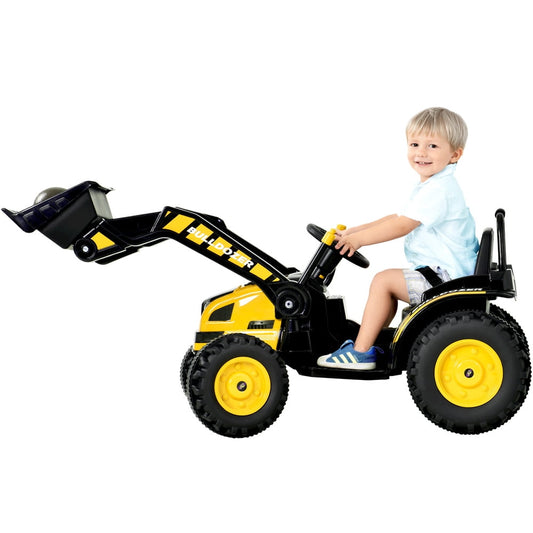 Kids Ride on Toy, SESSLIFE 12V Battery Powered Ride on Bulldozer with Remote Control, Toy Excavator with MP3 Player, Horn, Safety Belt, Construction Vehicles for Ages 3+ Christmas Gift, Yellow, X1622