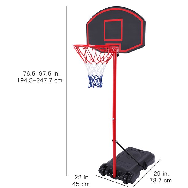 Basketball Hoop Outdoor, SESSLIFE Portable Basketball Hoop with Wheels, 5.25ft-7.15ft Height-Adjustable Basketball System for Kids Teens Adults, Basketball Goal Game Play Set, Red & Black, X2754