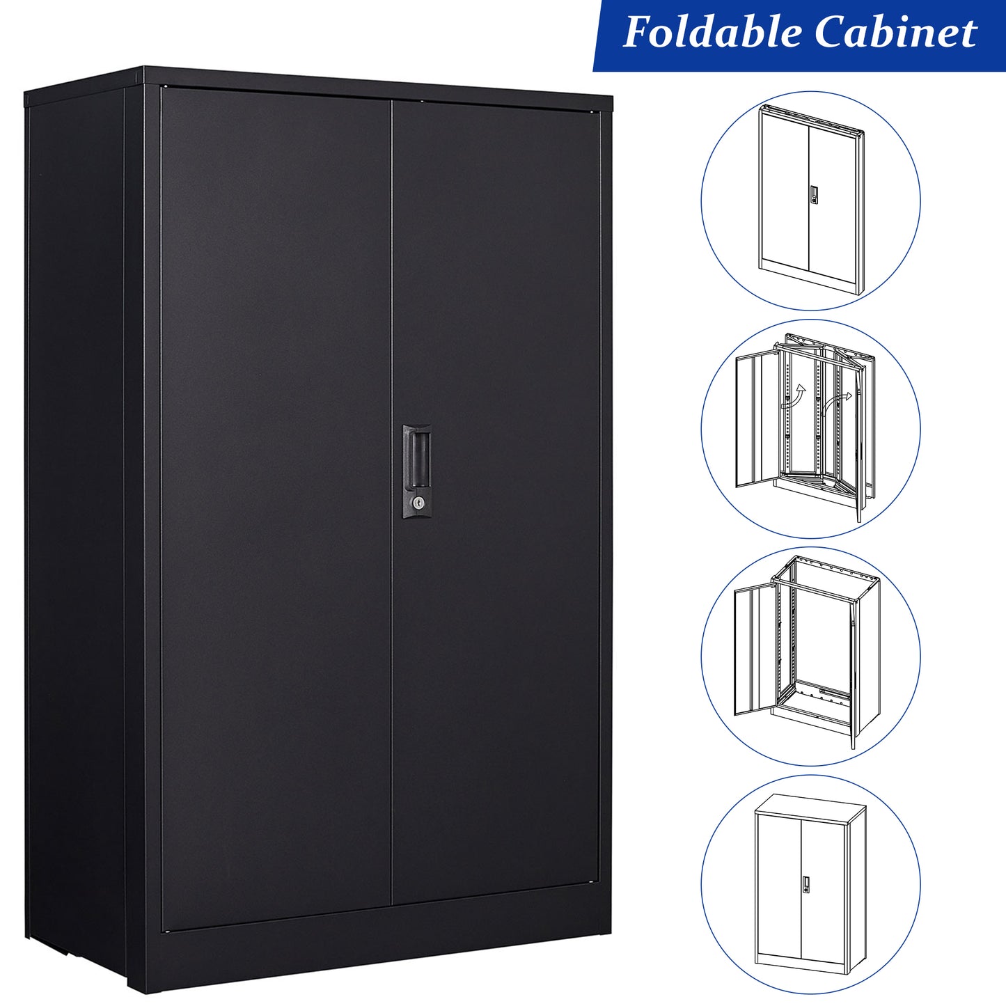Storage Cabinets with Doors and Shelves for Garage, Metal Lockable Storage Cabinets