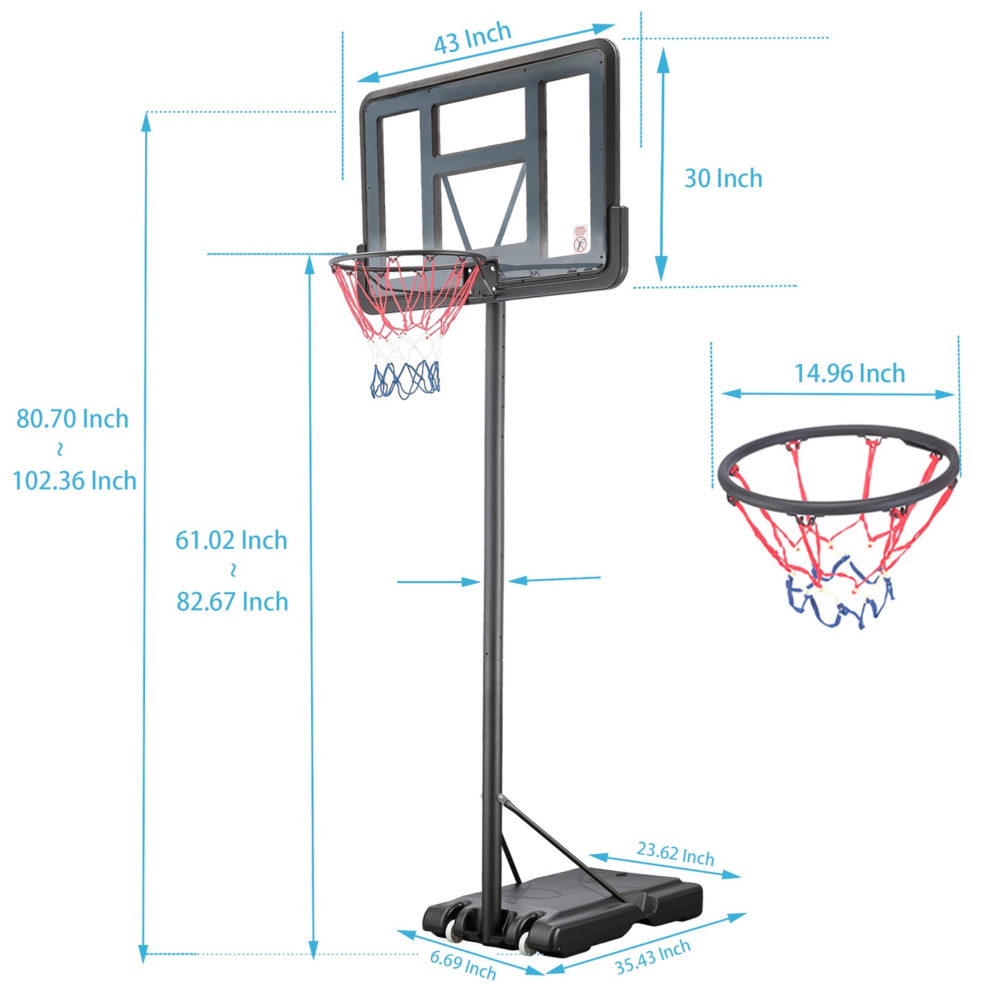 Outdoor Basketball Hoop, Portable Basketball Court for Adults Teenager