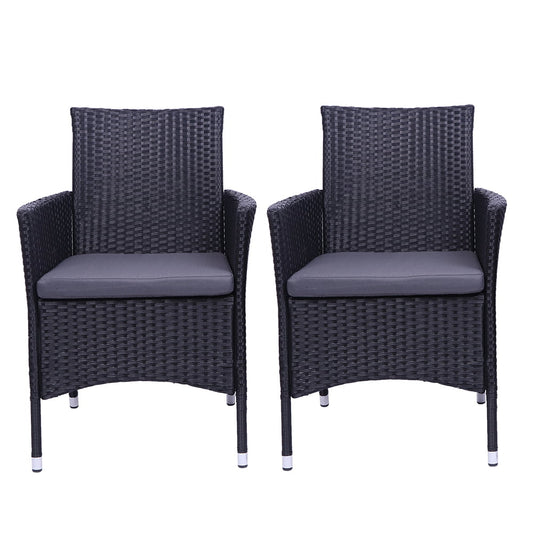 Patio Chairs Set of 2, All Weather Wicker Patio Furniture Set, Bistro Chairs Conversation Set, Front Porch Furniture Outdoor Chairs Set for Backyard Deck Poolside Garden