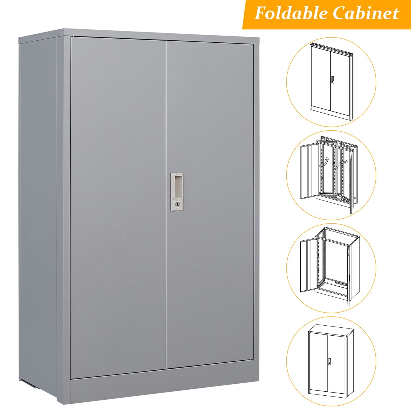 Storage Cabinets with Doors and Shelves for Garage, Metal Lockable Storage Cabinets