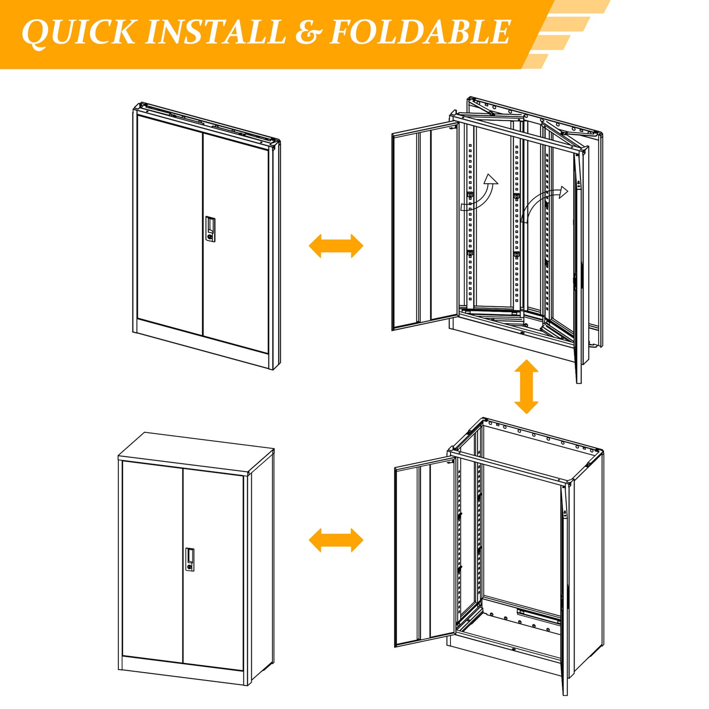 Storage Cabinets with Doors and Shelves for Garage, Metal Lockable Storage Cabinets