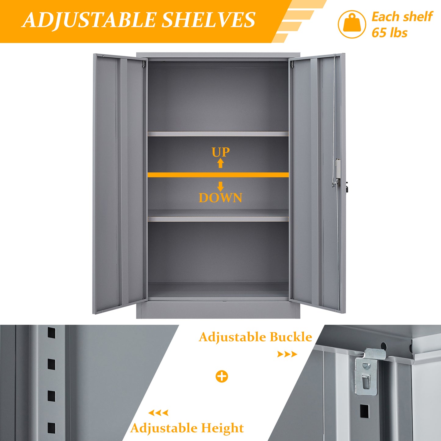 Storage Cabinets with Doors and Shelves for Garage, Metal Lockable Storage Cabinets