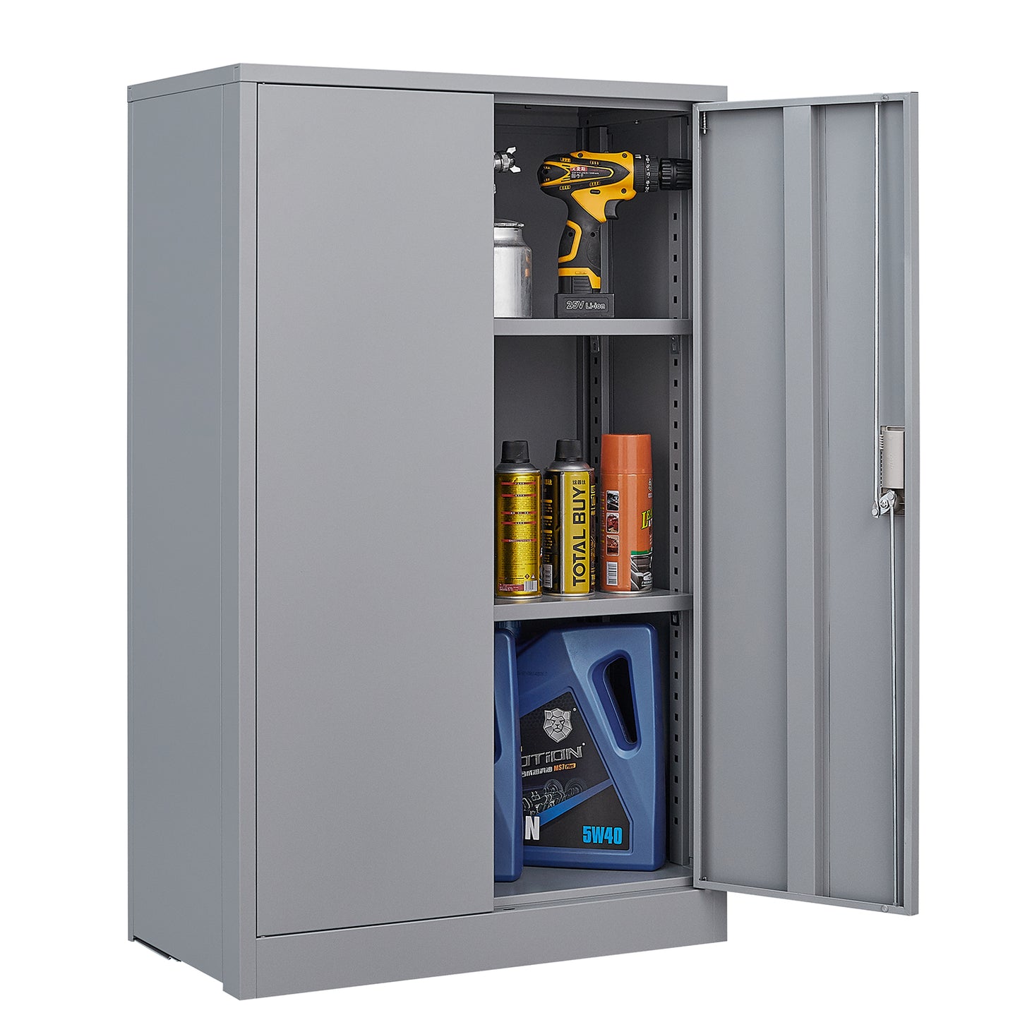Storage Cabinets with Doors and Shelves for Garage, Metal Lockable Storage Cabinets
