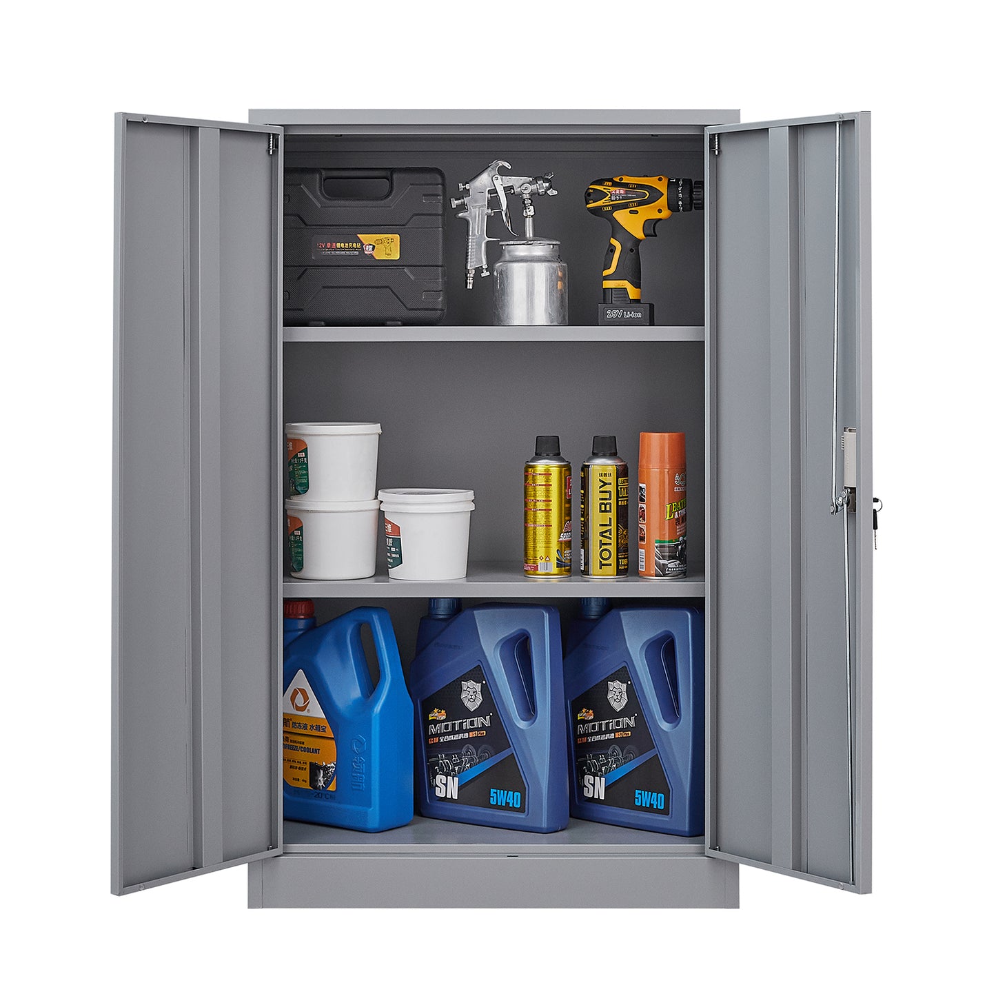 Storage Cabinets with Doors and Shelves for Garage, Metal Lockable Storage Cabinets