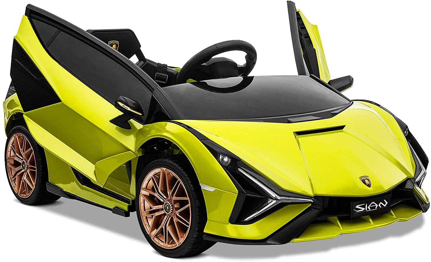 Lamborghini Ride On Car for Kids 3-5 Years, 12v Remote Control Electric Vehicle with Wheels Suspension, Led Lights, 3-point Seat Belt, Boys Girls Gift Pink Electric Car Toys