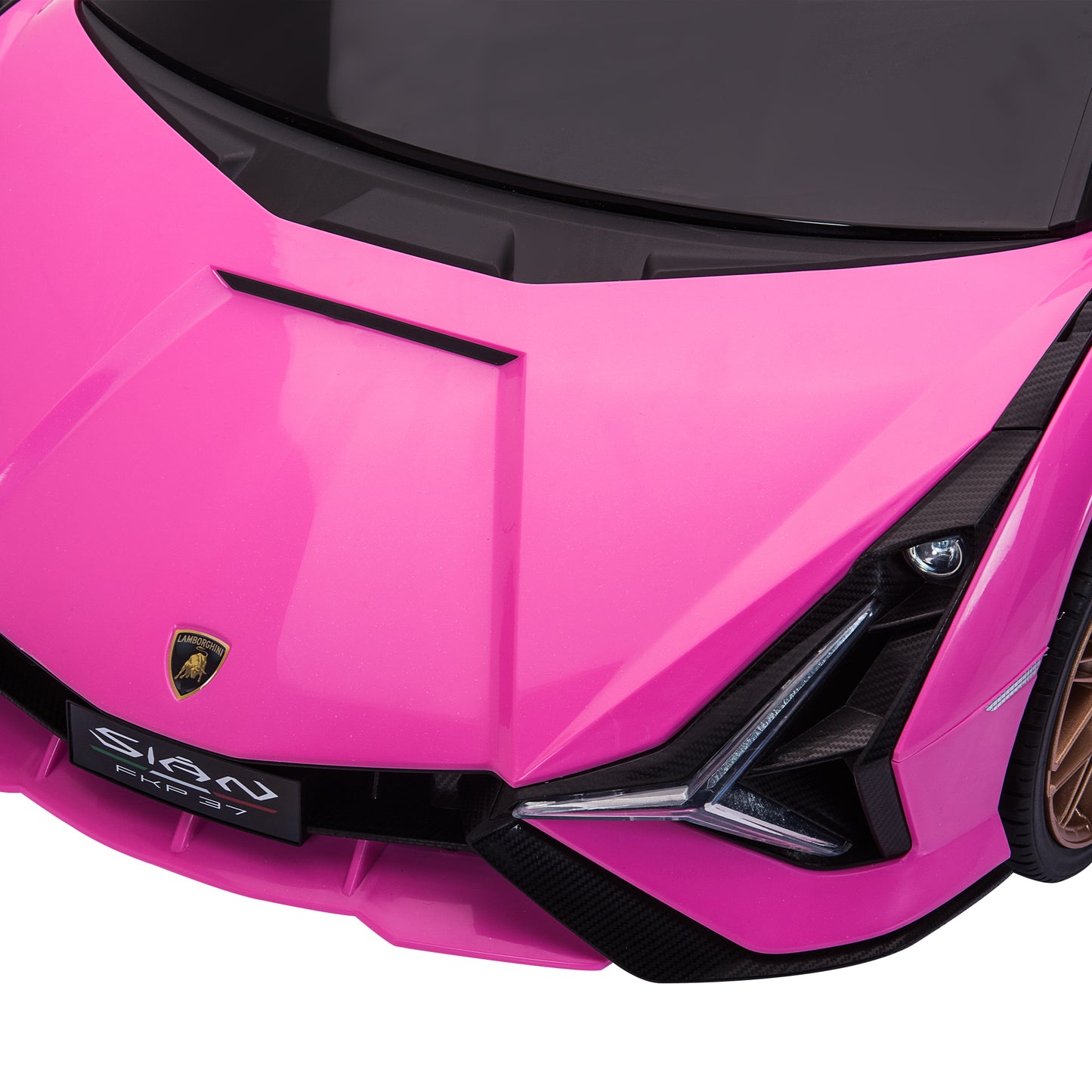 Lamborghini Ride On Car for Kids 3-5 Years, 12v Remote Control Electric Vehicle with Wheels Suspension, Led Lights, 3-point Seat Belt, Boys Girls Gift Pink Electric Car Toys