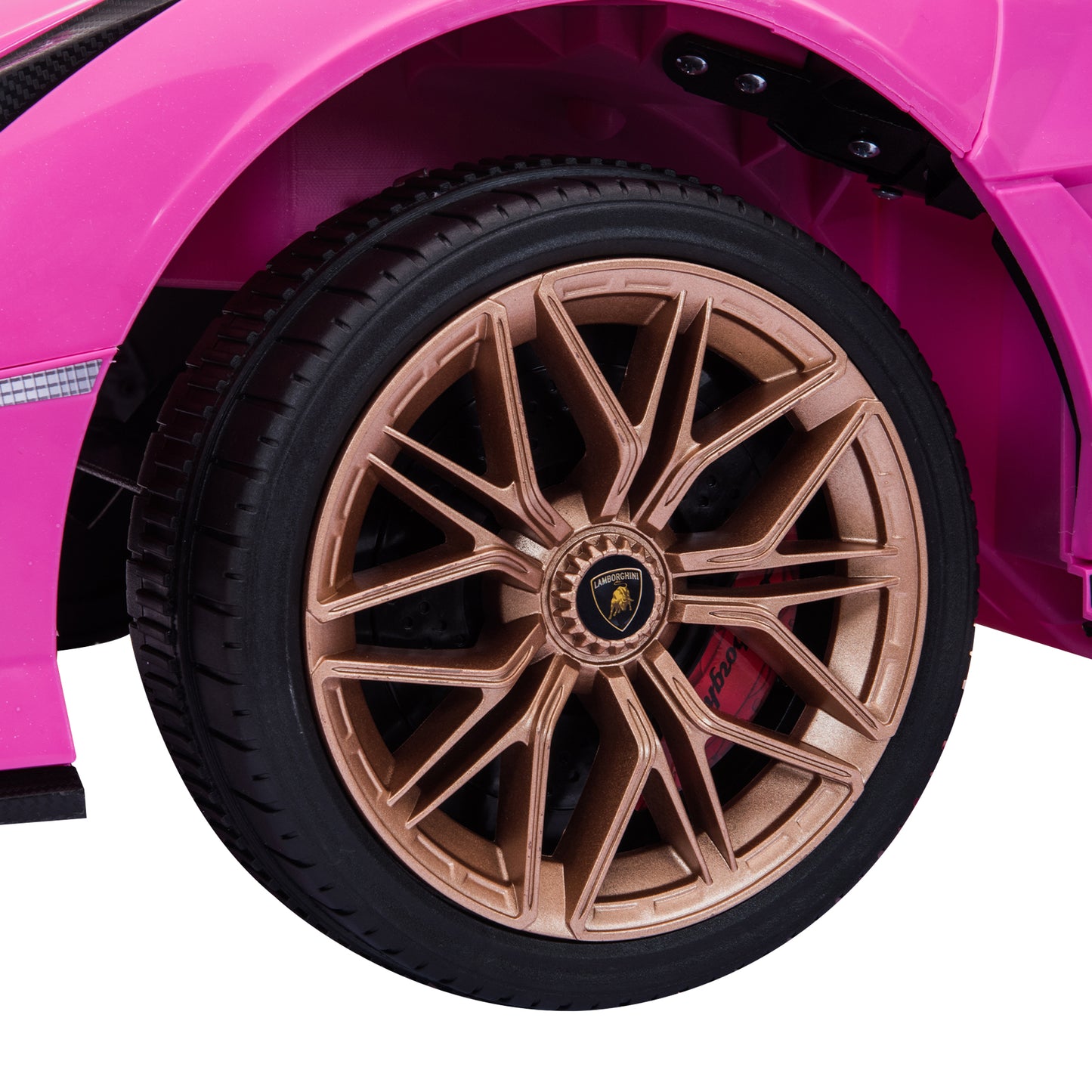 Lamborghini Ride On Car for Kids 3-5 Years, 12v Remote Control Electric Vehicle with Wheels Suspension, Led Lights, 3-point Seat Belt, Boys Girls Gift Pink Electric Car Toys