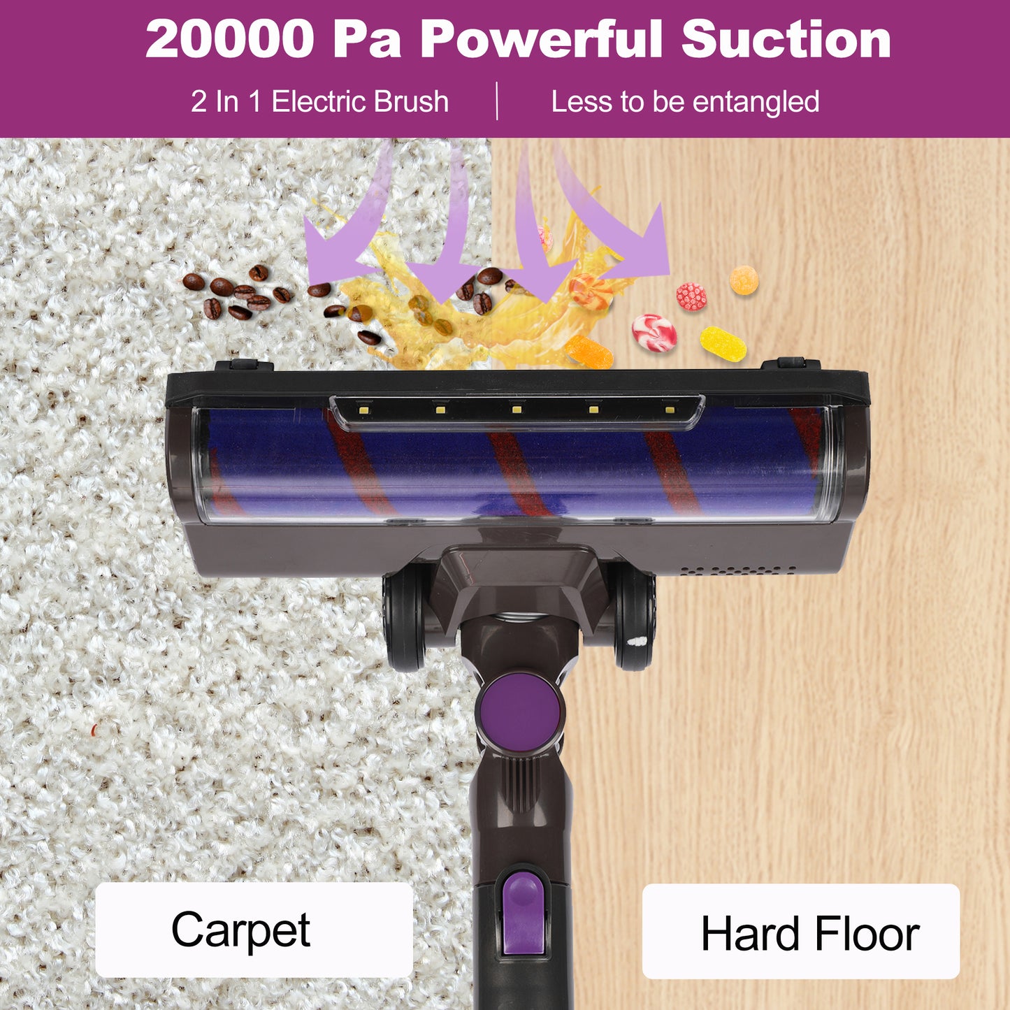 Pet Vacuum Cleaner, Lightweight Stick Vacuum Cleaner, Wireless Stick Vacuum Cleaner, 200w Brushless Motor & Triple Filtration System, Stick Handheld Vacuum for Hardwood Floor Pet Hair