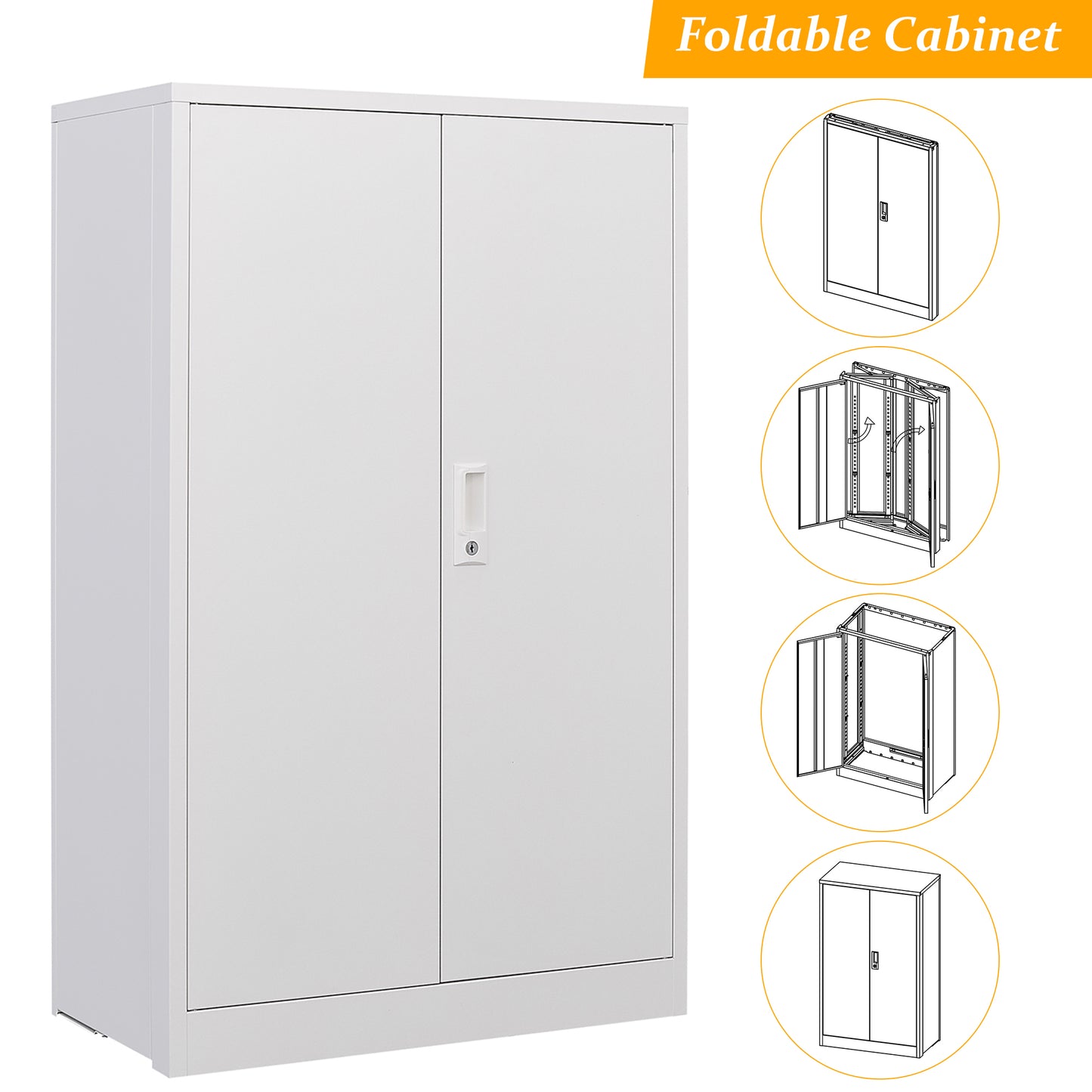 Storage Cabinets with Doors and Shelves for Garage, Metal Lockable Storage Cabinets
