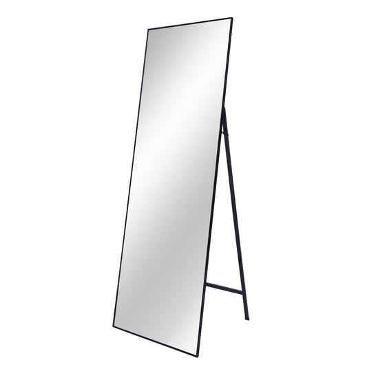 Full Length Mirror with Stand, Sesslife 65" x 22" Standing Mirror with Aluminum Frame, Floor Mirror Full Length for Bedroom, Living Room, Dressing or Entryway, Modern Black Stand Up Mirror