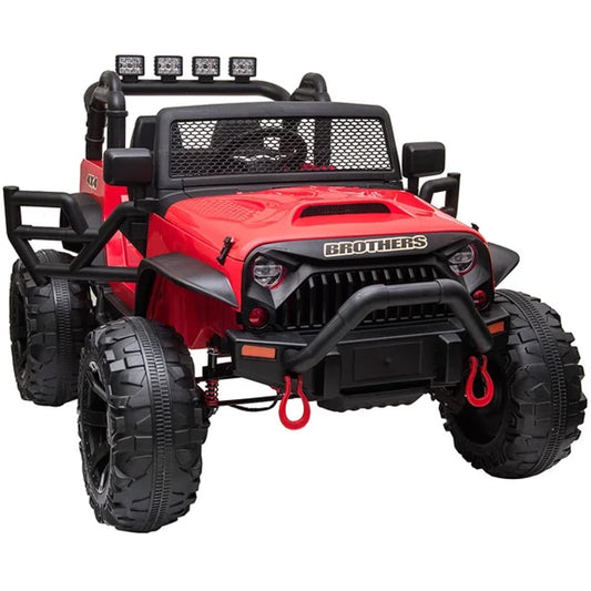 12V Kids Ride on Truck Car, Sesslife Remote Control Electric Vehicle with 3 Speeds, Spring Suspension, LED Lights, Horn, Ride on Toys Birthday Gift for 3-7 Years Old Boys Girls, Red