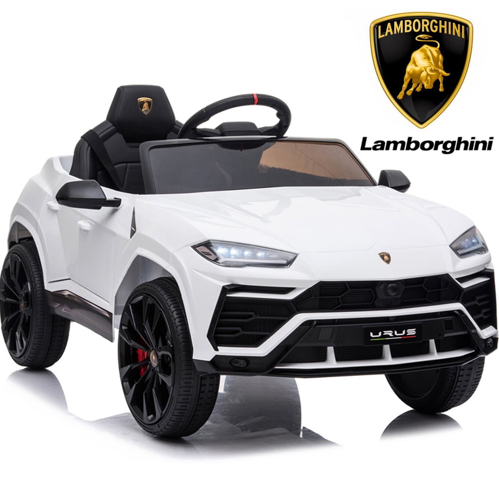 Sesslife White 12V Lamborghini Powered Ride On with Remote Control, Kids Cars to Ride in for 2-4 Years Old, Electric Ride on Toy Vehicle with Music Player, LED Lights, 3 Speeds