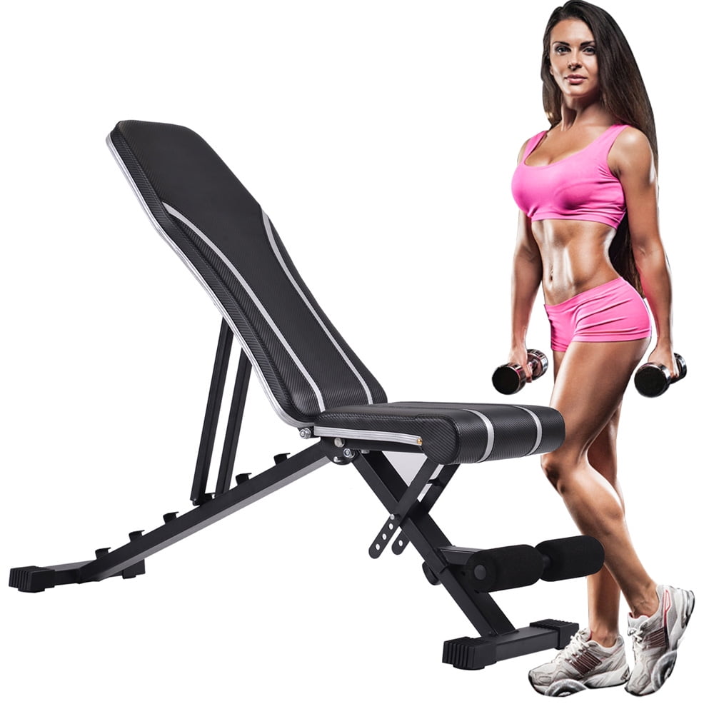 SESSLIFE Adjustable Workout Bench, 500lbs Capacity Weight Bench, Strength Training Workout Equipment for Full Body Workouts, Folding Incline/Decline Gym Home Exercise Bench, Black, X1191
