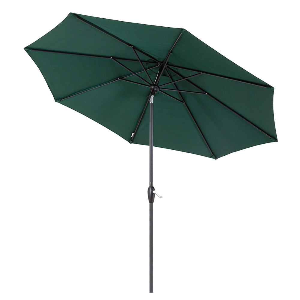 9 FT Market Patio Umbrellas, Sesslife Outdoor Umbrella with Tilt Adjustable and Crank, Single Vent, 8 Ribs Round Umbrella for Patio Garden Desk, Green