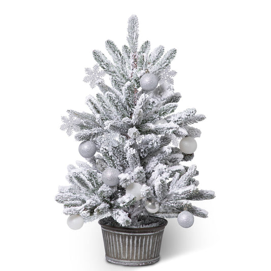 Mini Christmas Tree for Tabletop, SESSLIFE 3 FT Table Top Christmas Trees with Pot, White Snow Frosted Christmas Tree for Desk Tabletop Fireplace, Indoor Christmas Tree Decorations, X1257