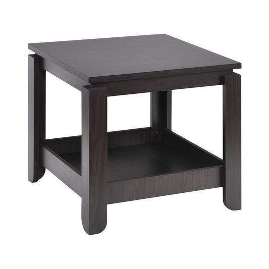 Wooden Dark End Table, SESSLIFE 2 Tiers Side Table with Storage Shelf, Simplistic Square Bedside Table for Bedroom Living Room, 19.9 (L) x 19.9 (W) x 19.9 (H)inches, X2508