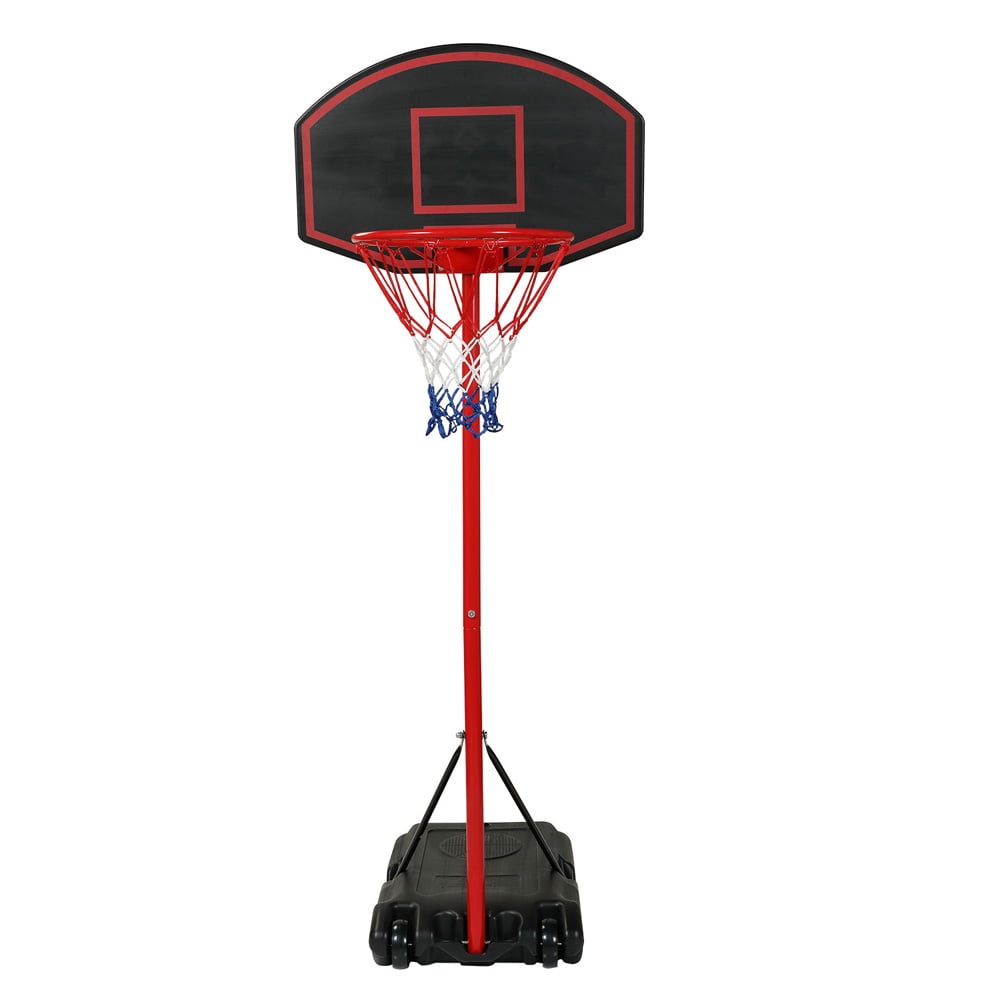 Basketball Hoop for Youth Adults Kids, SESSLIFE Height-Adjustable Portable Basketball Hoop with Wheels for Backyard Court, Basketball Goal for Outdoor Game, 5.25ft - 7.15ft, Red/Black, X2372