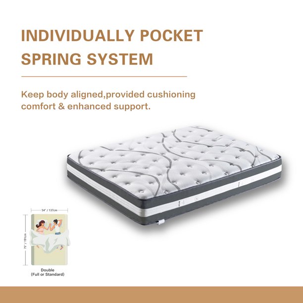 Twin Size Mattress, SESSLIFE 12" Hybrid Pocket Mattress, Breathable Medium-Firm Feel Foam Spring Mattress with Edge Support & Low Motion Transfer Design, White Mattress in a Box, Twin, X2801