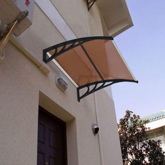 Awning for Doors Windows, Sesslife Outdoor Aluminum Awning, Patio Awning Window Canopy UV Rain Snow Protection, 39.37" L x 37.8" W x 9.84" H, Brown, X3349