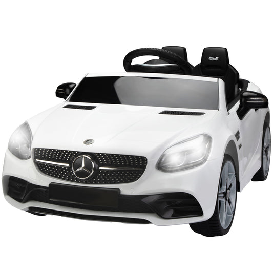 SESSLIFE Ride on Car for Boys Girls, 12V 4 Wheeler Ride on Toy with LED Headlights, Horn, Safety Belt, Kids Electric Car for 3-4 Years Old, Birthday Gift / New Years Gift, White, X1634